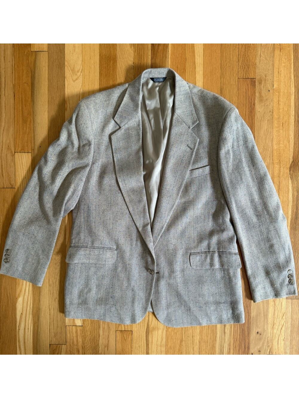 Vintage Orvis Blazer 44 R Beige Silk Wool Hopsack Professor Academia Professor